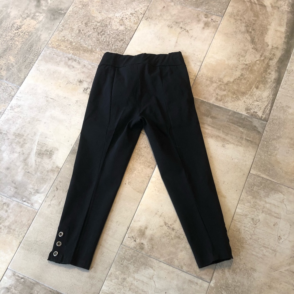 Black Capris w/ Silver Rhinestone Detail on Side